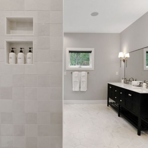 Bathroom for Bedroom 1 w/Double Vanity, Shower & Soaking Bathtub